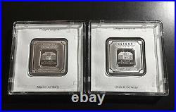 (2) consecutive Geiger 50 Gram 999 Fine Silver Square Bars Encapsulated with Assay