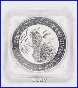2 oz. 999 Silver 1992 Australian Kookaburra Coin in Original Square Capsule