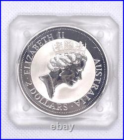 2 oz. 999 Silver 1992 Australian Kookaburra Coin in Original Square Capsule