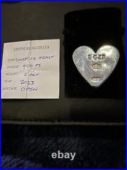 2 oz Silver Castle crown Poured Solid Love Heart Made In 2023 All Hallmarks