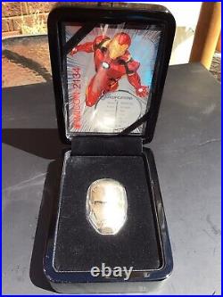 2 oz Solid Silver Marvel Avengers Iron Man Mask Coin 2019.999 Pure Silver