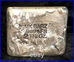 2 tr/oz MK BarZ Pirate Golfer Square. 999 Fine Silver HAND POURED