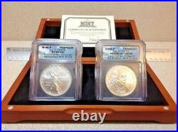 2 x 1oz. 999 SOLID SILVER MS70 2006P B. Franklin Scientist & Founding Father Set