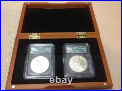 2 x 1oz. 999 SOLID SILVER MS70 2006P B. Franklin Scientist & Founding Father Set