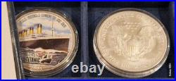 2 x 2005 Westminster Colorised 999. Solid Silver RMS Titanic 1$ Coins