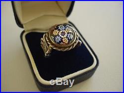 2 x Vintage 1970s Caithness Glass Paperweight Solid Silver Ring, Hallmarked