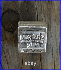 2oz. MK Barz. 999 Fine Silver Poured Chunky Cube/Bar