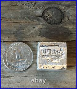 2oz. MK Barz. 999 Fine Silver Poured Chunky Cube/Bar