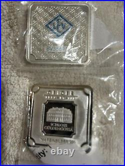 2pcs Geiger Edelmetalle Fine German Square Silver Bar 1 oz. 999 Silver