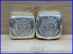 2x Silver Square Monarch Metals 50 Gram Hand Poured Square. 999 Fine 100g total