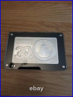 30th Anniversary Of Chinese Silver Panda Solid Silver Coin Bar 3oz 10 Yuan