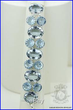 357 Carats Combined Oval Cut Ocean Blue Mystic Topaz 925 Solid Silver Bracelet