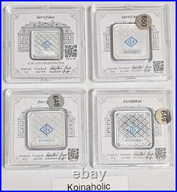 3-Geiger Edelmetalle Original 10 Gram Silver Squares In Capsule With 5g BONUS