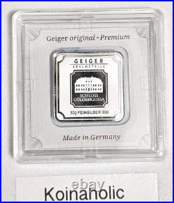 3-Geiger Edelmetalle Original 10 Gram Silver Squares In Capsule With 5g BONUS