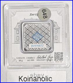 3-Geiger Edelmetalle Original 10 Gram Silver Squares In Capsule With 5g BONUS