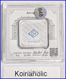 3-Geiger Edelmetalle Original 10 Gram Silver Squares In Capsule With 5g BONUS