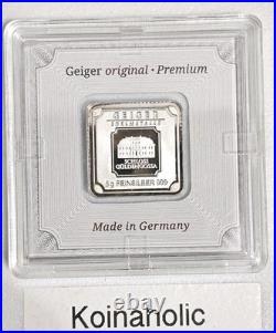 3-Geiger Edelmetalle Original 10 Gram Silver Squares In Capsule With 5g BONUS