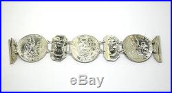 3 Large Coin Piece 1934 PERU Lima UN SOL Solid 900 Sterling SILVER Link Bracelet