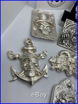 3 Ounce. 999fs Pure Solid Silver Pirate Skull Anchor Hand poured