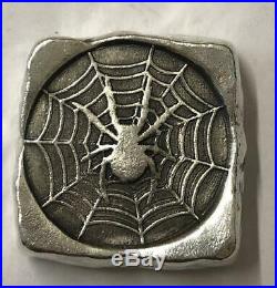 3 Troy Oz MK BarZ Spider Web Chunk Stamped Square