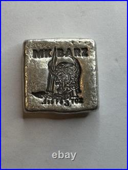 3 Troy Oz MK BarZ Square Skull Knight Sword. 999 FS # Fine Silver