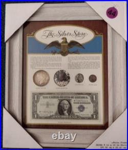 3-VINTAGE -COIN & CURRENCY SETS in NEW SOLID WOOD 8 X 10 FRAMES WithMUSEUM GLASS