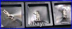 3 american infantry Solid. 999 silver figures Ww2 War Hand Pour
