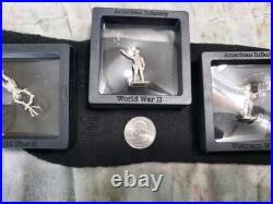 3 american infantry Solid. 999 silver figures Ww2 War Hand Pour