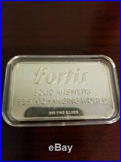 3 oz. 999 Silver FORTIS SOLID ANSWERS FOR A CHANGING WORLD Art Bar rare htf