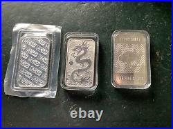 3 solid silver art bars 1 Troy Oz each