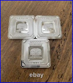 3x 1oz Silver Geiger Bars Edelmetalle Square 999 Fine Silver No. 11