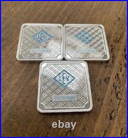 3x 1oz Silver Geiger Bars Edelmetalle Square 999 Fine Silver No. 2