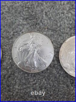 3x Americain Eagles 1995 2005 2008 Solid 1oz Silver