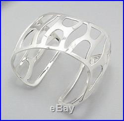 46.8g Solid Sterling Silver 1.25 Wide Cuff Bangle Bracelet Rh0dium $695 STYLISH