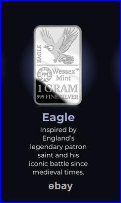 48x1g Wessex Mint Silver EAGLE Solid Silver Bullion Bars Limited Edition
