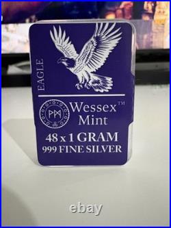 48x1g Wessex Mint Silver EAGLE Solid Silver Bullion Bars Limited Edition
