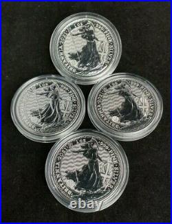4X 2021 Silver Britannia 1oz Royal Mint Solid Silver Coins in Protective Capsule
