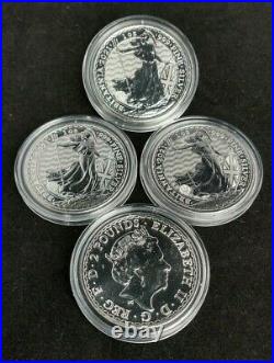 4X 2021 Silver Britannia 1oz Royal Mint Solid Silver Coins in Protective Capsule