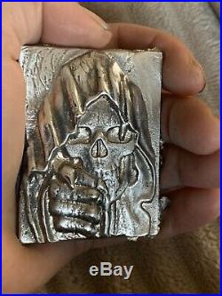 4.3 Ounce (. 999) Silver The Reaper Hand poured Bar Solid silver Hand Poured