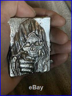 4.3 Ounce (. 999) Silver The Reaper Hand poured Bar Solid silver Hand Poured