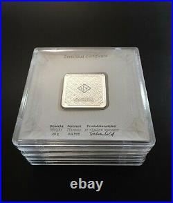 (4) Geiger Edelmetalle 20 gram 999 Fine Silver Square Bars Encapsulated with Assay