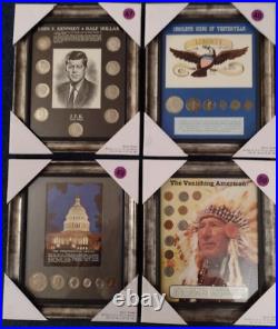 4-VINTAGE -HISTORICAL COIN SETS in NEW SOLID WOOD 8 X 10 FRAMES WithMUSEUM GLASS 4-VINTAGE -HISTORICAL COIN SETS in NEW SOLID WOOD 8 X 10 FRAMES WithMUSEUM GLASS