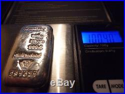 4 X Metalor 100 Gram. 999 Pure Solid Silver Bars Preowned No Certificates Ex C