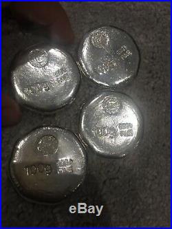 4 X YPS 100 Grams 999 Silver Poker Rounds 999 Solid Silver