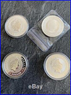 4 x 1oz Australian Collection Solid Silver Coins Spider, Kangaroo, Kook & Koala