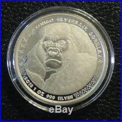 4 x 1oz Solid Silver Coins Gorilla & Lion Congo & Tchad Silverbacks 2015/16/17/1