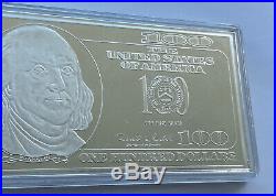 4oz 999 Pure Fine Silver $100 Bill This Is Made Of Solid Pure Silver Rare 1998