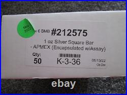 (50) 1 oz Silver Square Bar APMEX (Encapsulated)