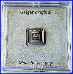 50 Geiger Edelmetalle 1 gram. 999 Fine Silver Square Bar Encapsulated with Assay