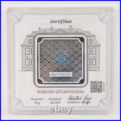 50 Gram. 999 Fine Silver Bullion Bar Geiger Original Square Sealed in Case